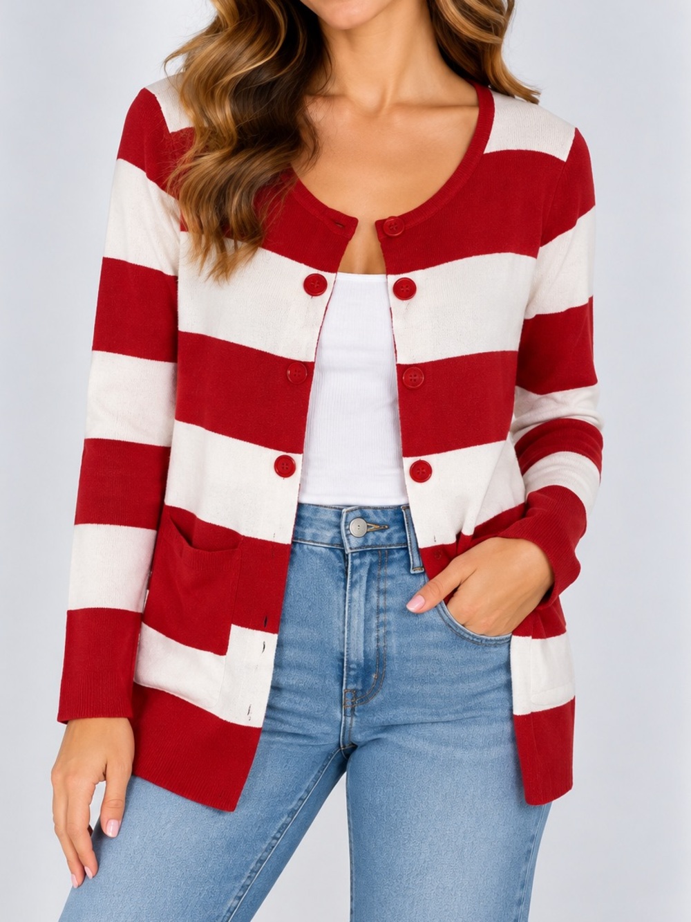 Piko Cotton Striped‎ Cardigan Sweater